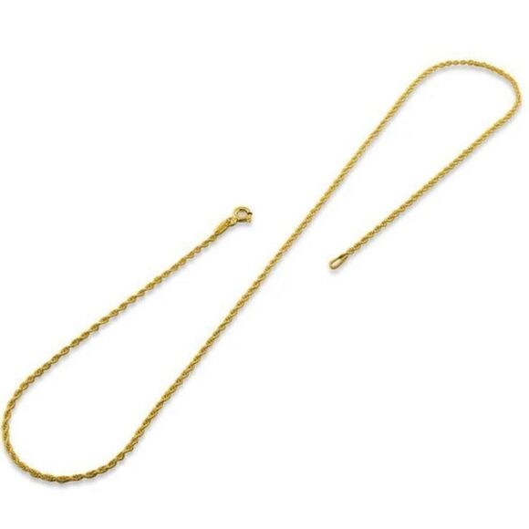 14K Gold Vermeil Rope Necklace Chain 1.3MM New - Picture 1 of 3